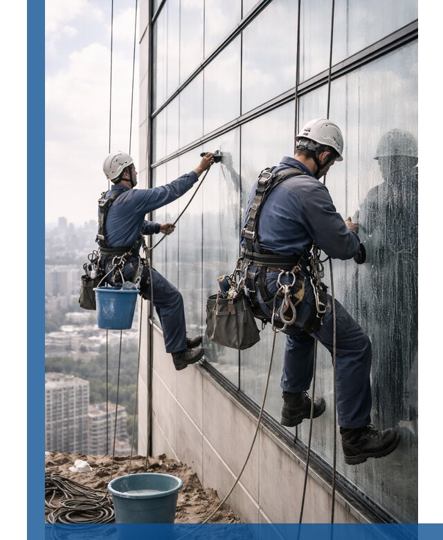 Профессиональная мойка фасадных окон альпинистами в Приморско-Ахтарске