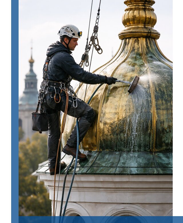 Профессиональная мойка куполов и шпилей высотными альпинистами в Приморско-Ахтарске