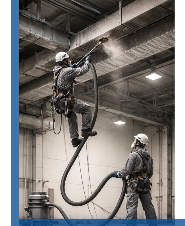 Обеспыливание потолочных конструкций в Приморско-Ахтарске промышленным альпинизмом