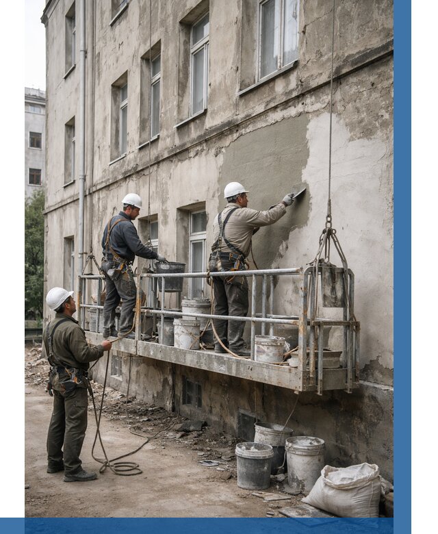 Капитальный ремонт фасада в Приморско-Ахтарске от 4258 р. | ВЫСОТНИК-Прр