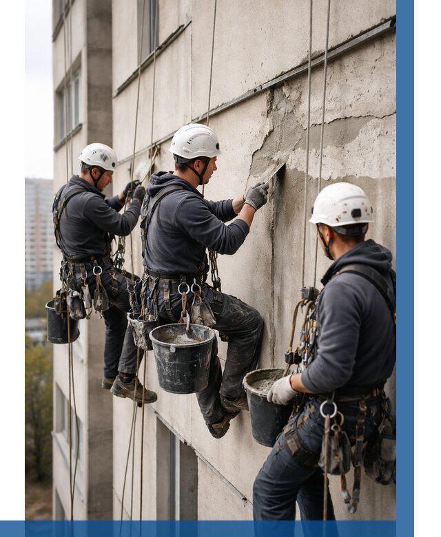 Ремонт бетонных элементов фасада в Приморско-Ахтарске от 2535 р. | ВЫСОТНИК-Прр
