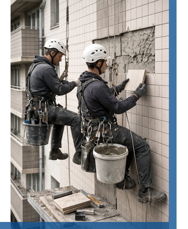 Ремонт облицовки фасада плиткой в Приморско-Ахтарске от 1825 р. | ВЫСОТНИК-Прр