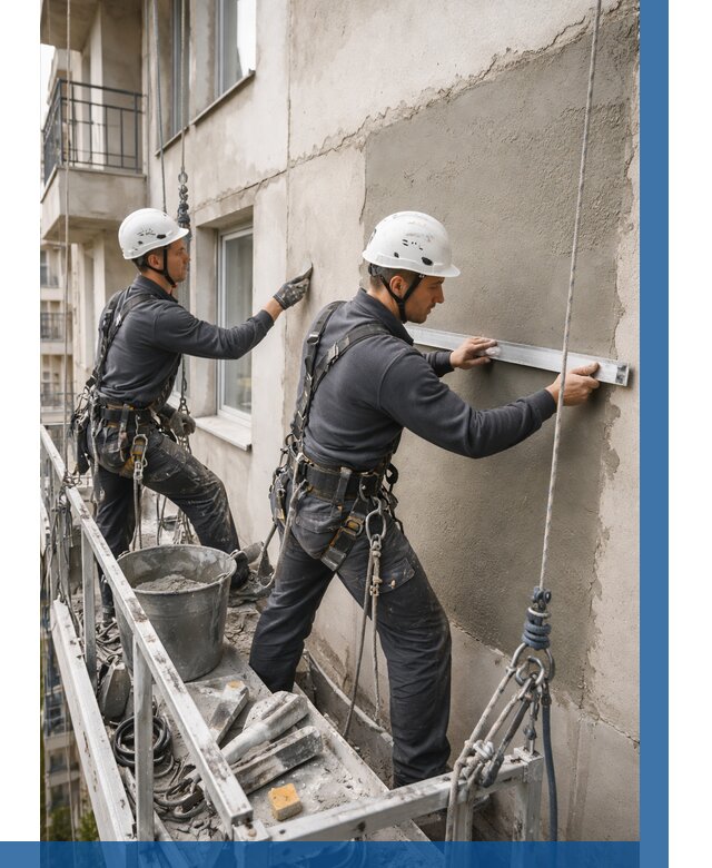 Штукатурка фасада на высоте в Приморско-Ахтарске от 912 р. | ВЫСОТНИК-Прр