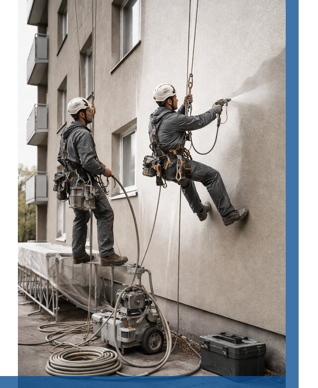 Безвоздушная покраска фасада в Приморско-Ахтарске от 223 р/м² | ВЫСОТНИК-Прр