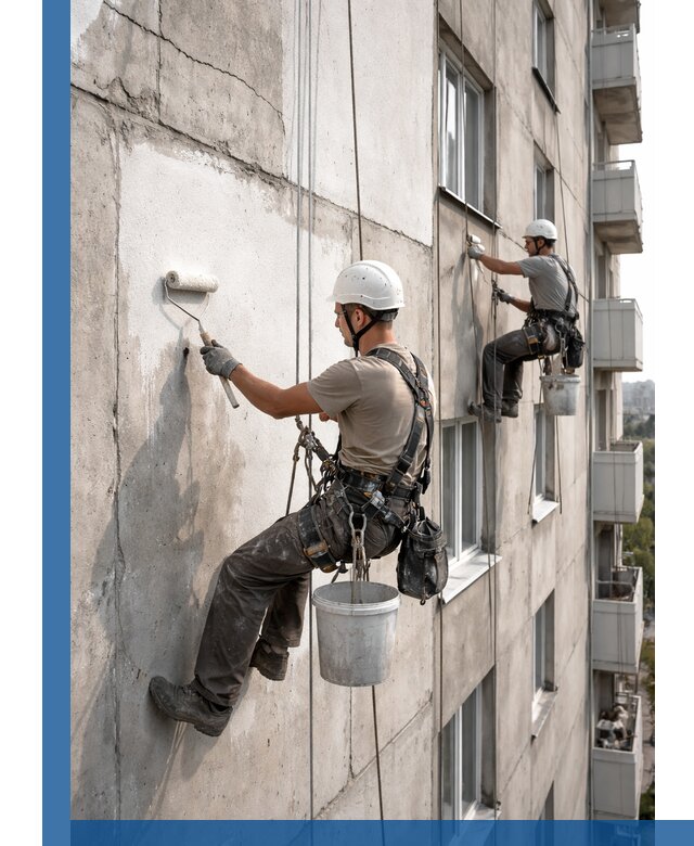 Покраска бетонного фасада в Приморско-Ахтарске для жилых и промышленных объектов