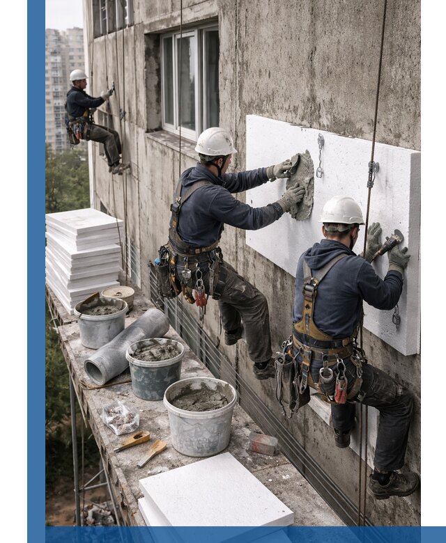 Утепление фасада пенополистиролом в Приморско-Ахтарске под ключ