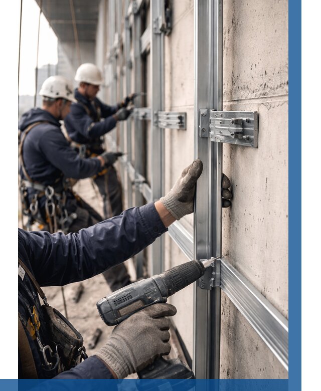 Монтаж подсистемы вентфасада в Приморско-Ахтарске от 862 р. | ВЫСОТНИК-Прр