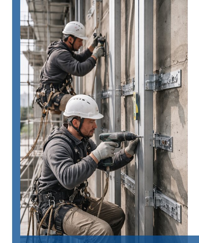 Монтаж и крепление подсистемы вентфасада в Приморско-Ахтарске