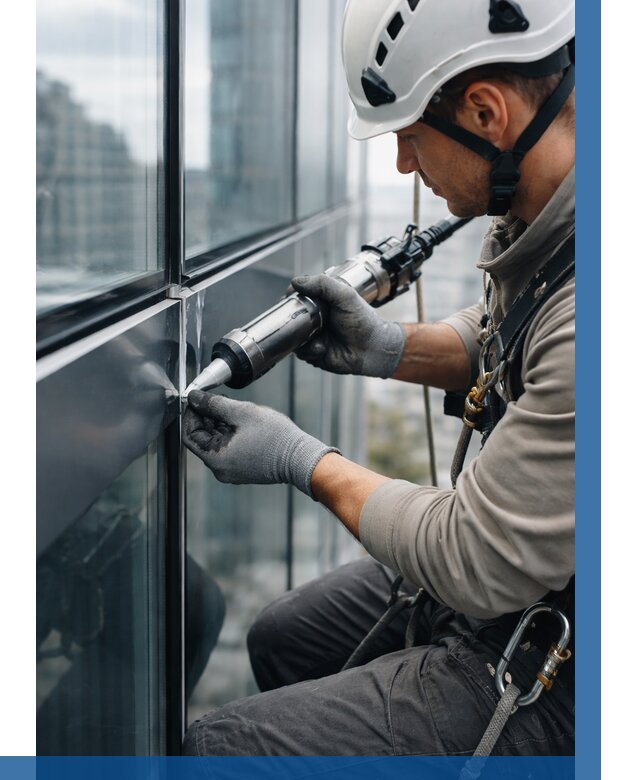 Герметизация стыков витража в Приморско-Ахтарске от 1217 р. | ВЫСОТНИК-Прр