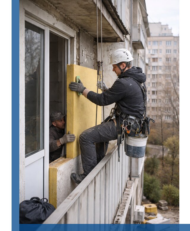 Профессиональное утепление балкона снаружи в Приморско-Ахтарске под ключ