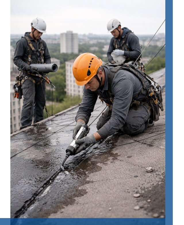 Устранение протечек кровли в Приморско-Ахтарске от 12166 р. | ВЫСОТНИК-Прр