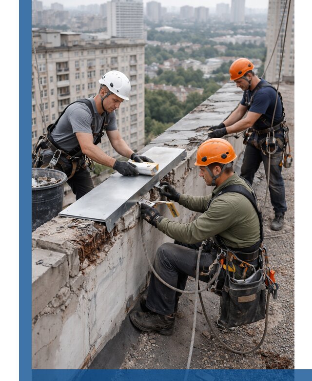 Ремонт парапета на кровле в Приморско-Ахтарске, высотные работы с гарантией