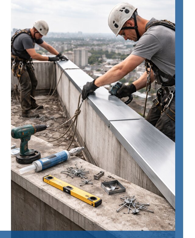 Монтаж парапетных крышек в Приморско-Ахтарске от 811 р. | ВЫСОТНИК-Прр