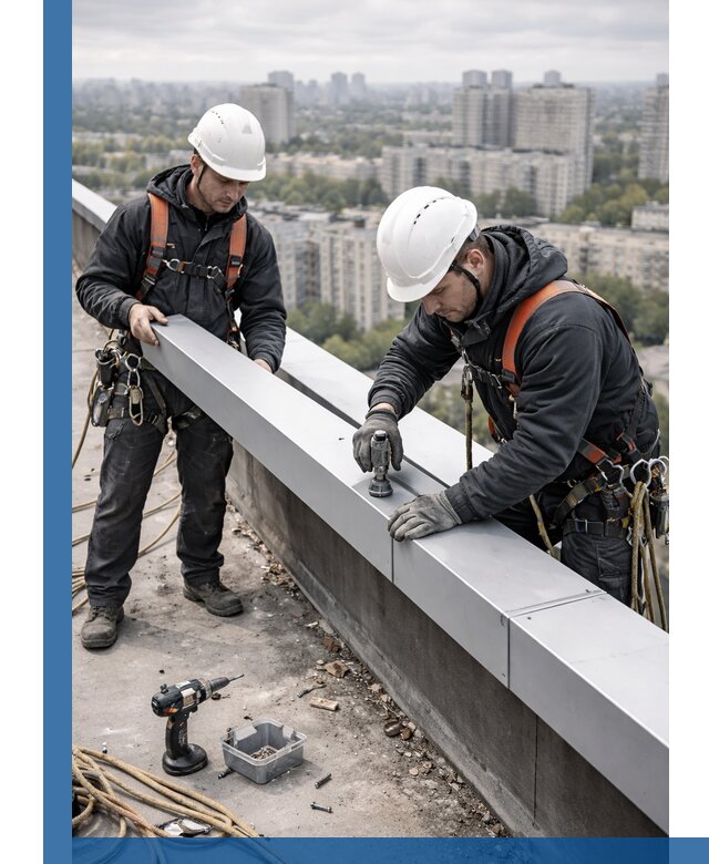 Монтаж парапетных крышек и ограждений кровли в Приморско-Ахтарске