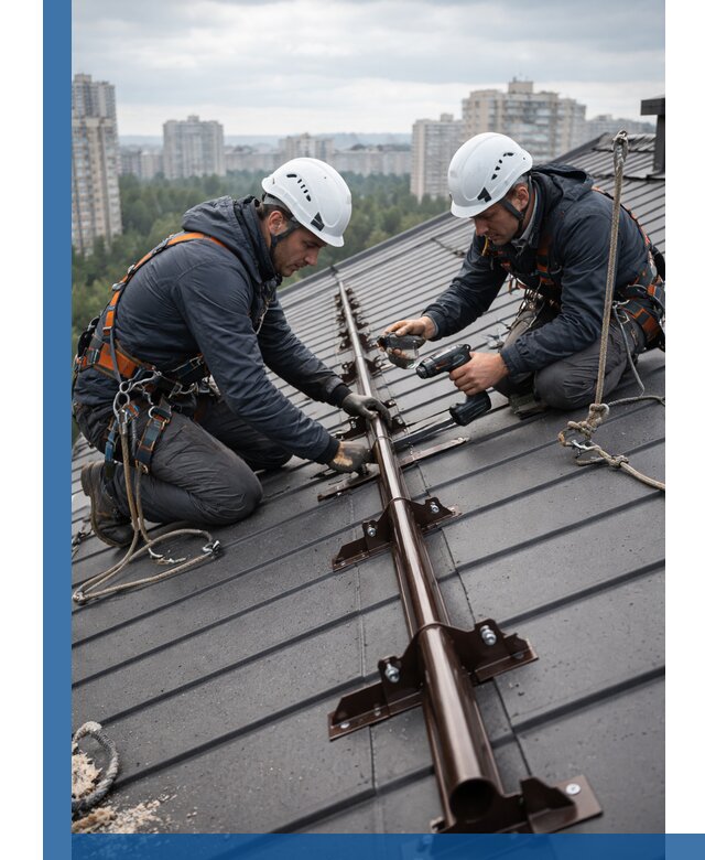 Монтаж снегозадержателей на кровле зданий в Приморско-Ахтарске под ключ