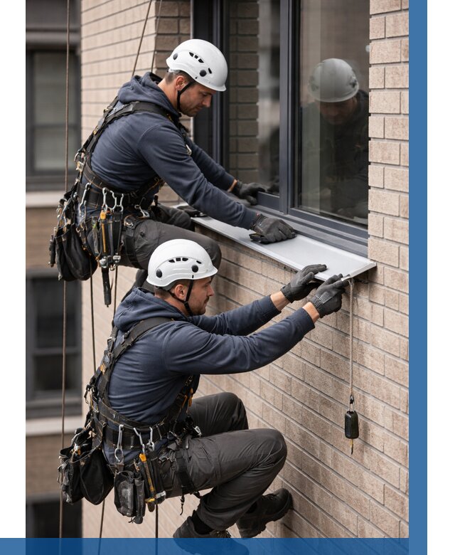 Монтаж оконных отливов под ключ в Приморско-Ахтарске от 3548 р. | ВЫСОТНИК-Прр