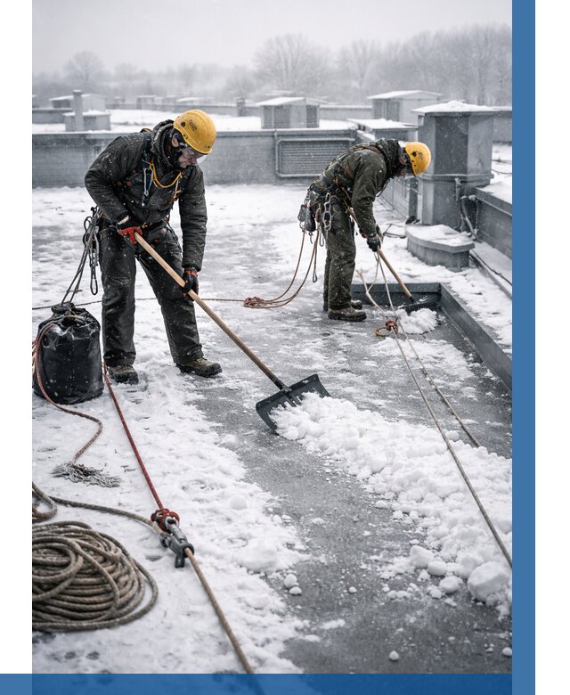 Очистка крыши от снега в Приморско-Ахтарске от 7604 р. | ВЫСОТНИК-Прр