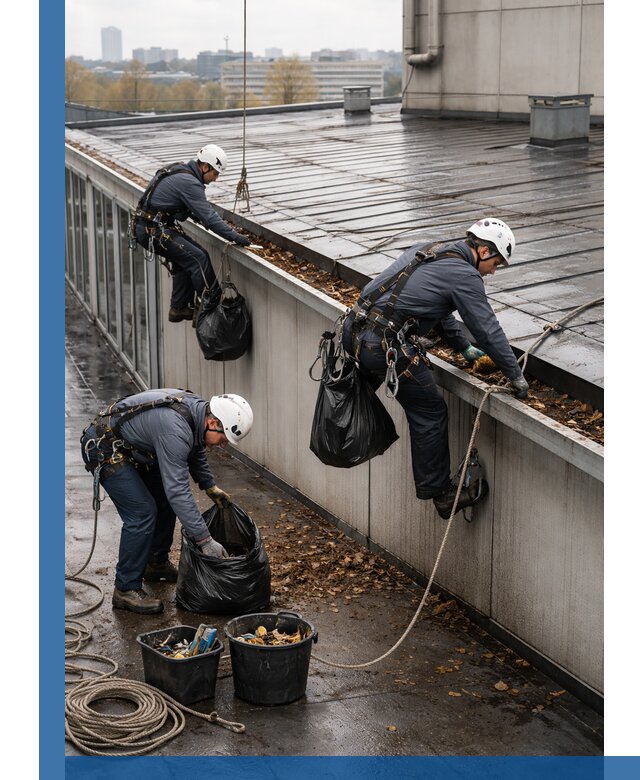 Очистка кровли по периметру в Приморско-Ахтарске силами промышленных альпинистов