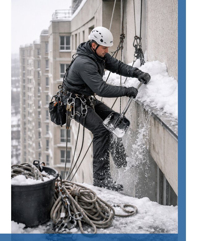 Очистка карнизов от снега в Приморско-Ахтарске от 304 р. | ВЫСОТНИК-Прр