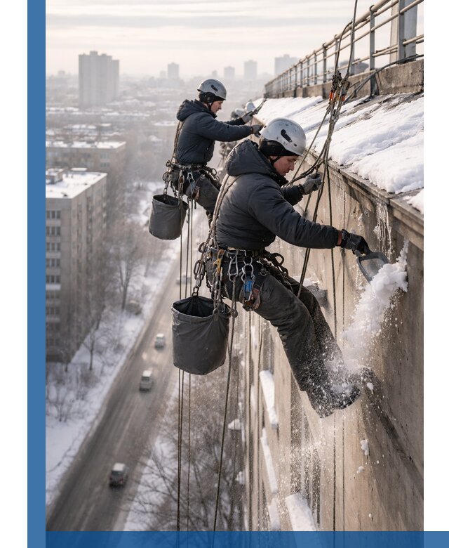 Очистка карнизов от снега в Приморско-Ахтарске профессионально и безопасно