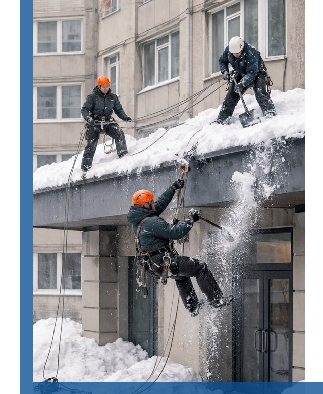 Безопасная очистка навесов от снега в Приморско-Ахтарске круглогодично