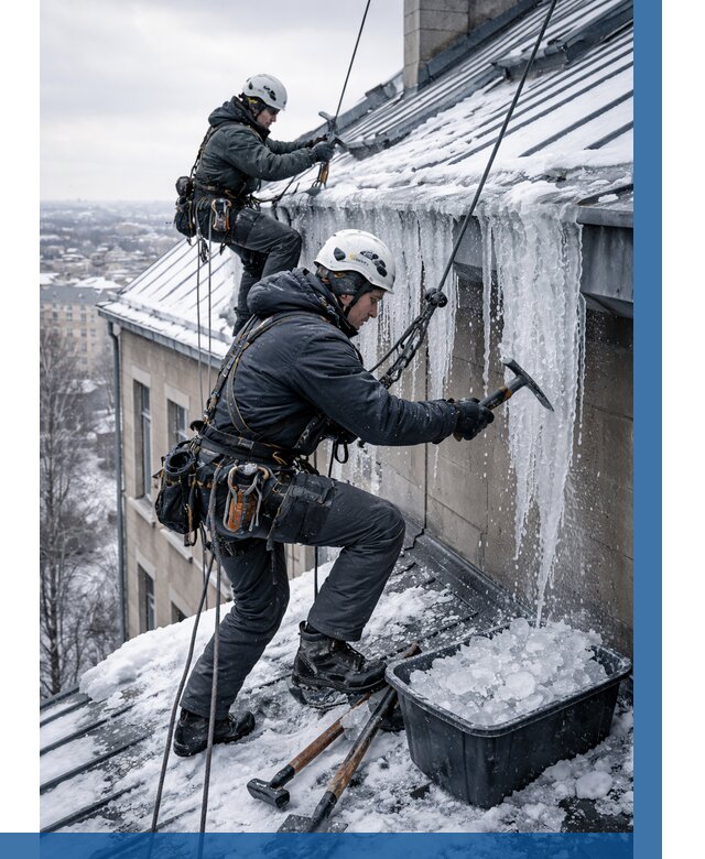 Удаление наледи с кровли в Приморско-Ахтарске от 5576 р. | ВЫСОТНИК-Прр