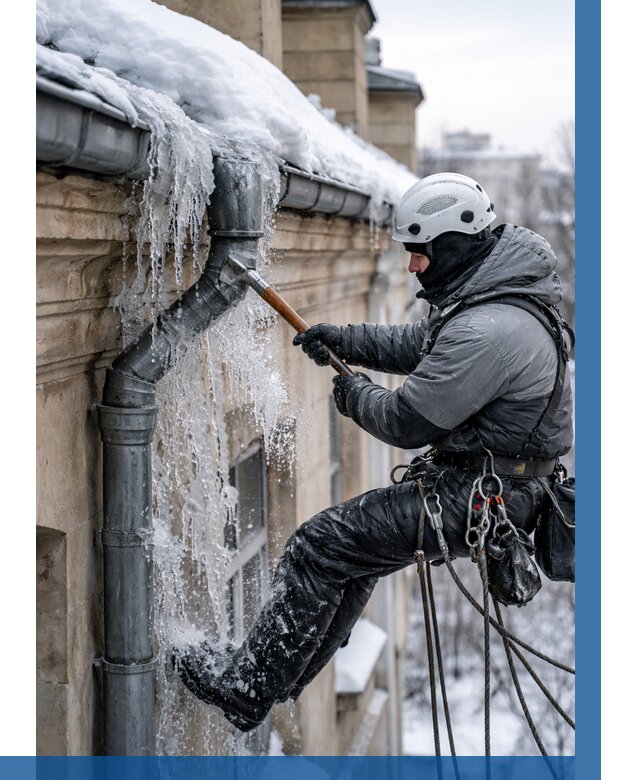 Очистка водостоков от льда в Приморско-Ахтарске от 3548 р. | ВЫСОТНИК-Прр