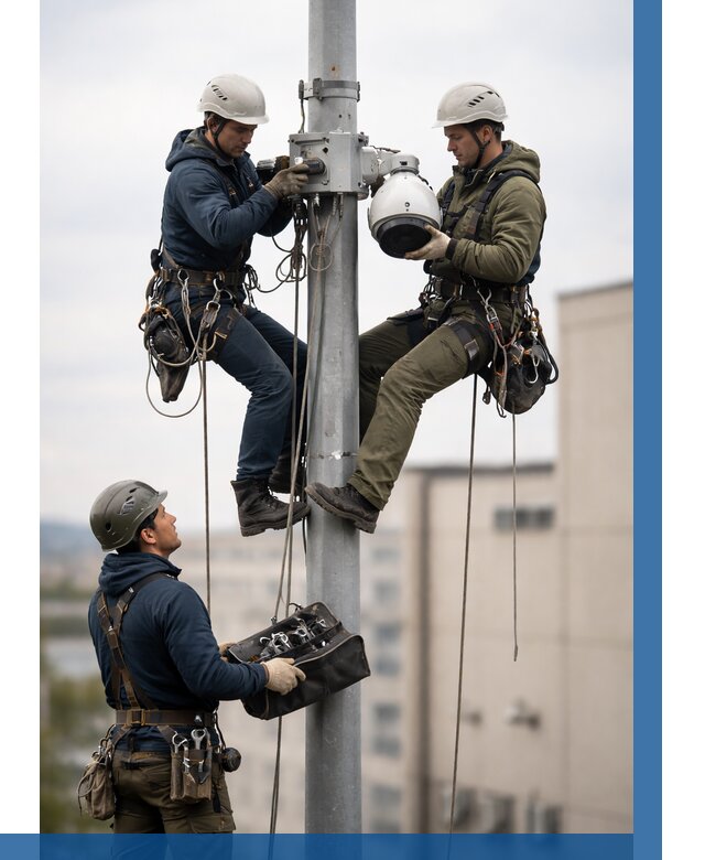 Установка видеокамер на мачте в Приморско-Ахтарске от 8617 р. | ВЫСОТНИК-Прр