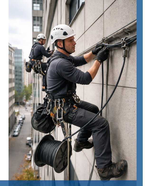 Прокладка кабеля по фасаду в Приморско-Ахтарске от 355 р. | ВЫСОТНИК-Прр