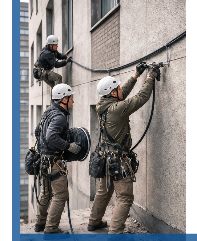 Прокладка кабеля по фасаду в Приморско-Ахтарске, профессиональный монтаж