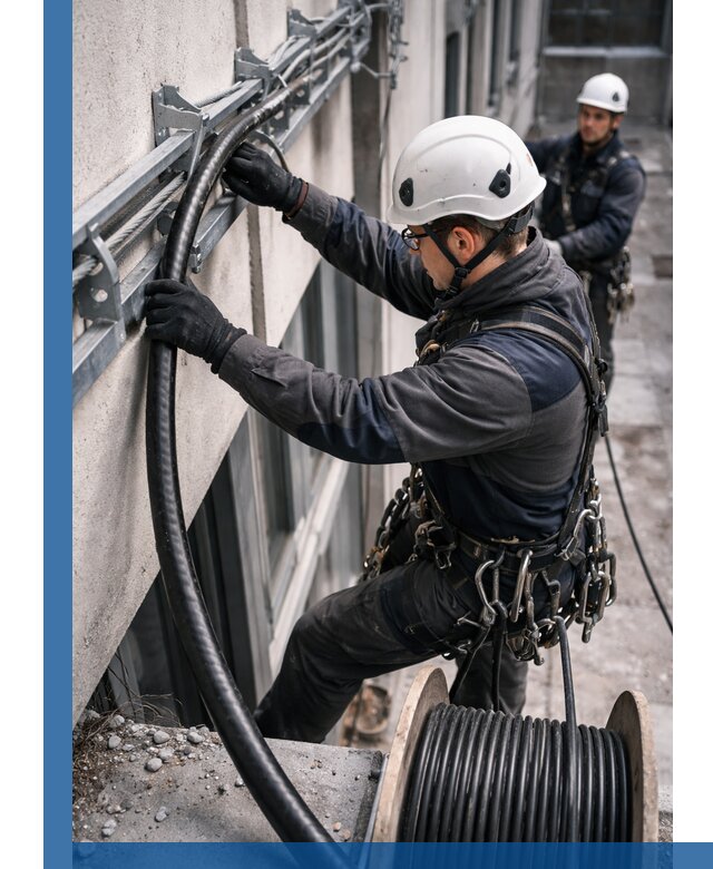 Протяжка кабеля питания на высоте в Приморско-Ахтарске с гарантией безопасности и качества