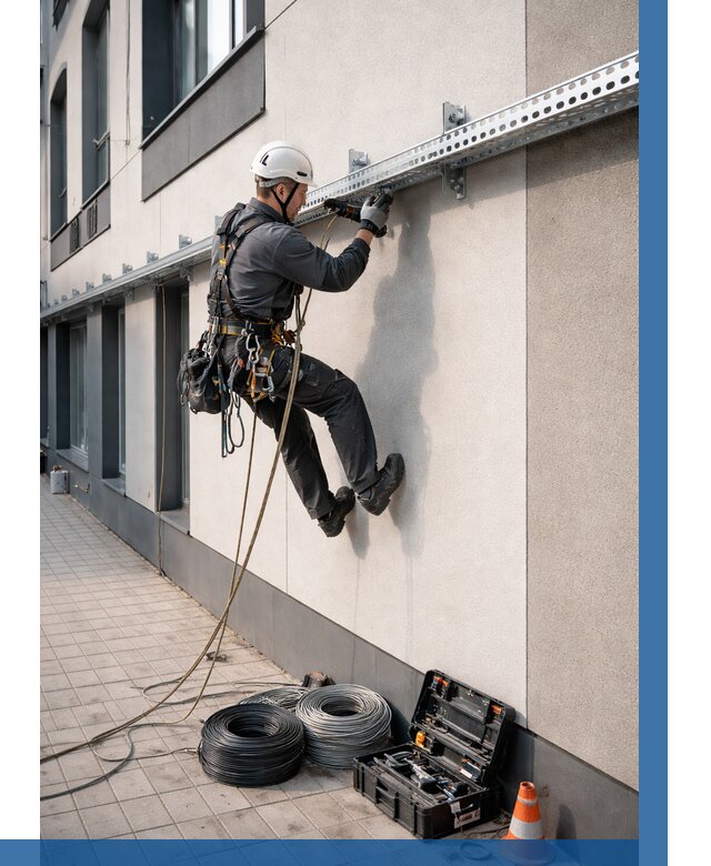 Монтаж кабельных лотков на фасаде в Приморско-Ахтарске от 1217 р. | ВЫСОТНИК-Прр