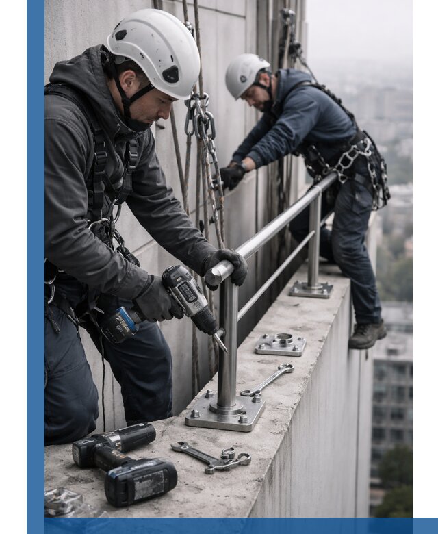 Монтаж перил на высоте в Приморско-Ахтарске для жилых и промобъектов