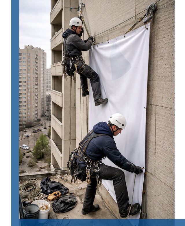 Профессиональный монтаж баннеров на фасаде в Приморско-Ахтарске