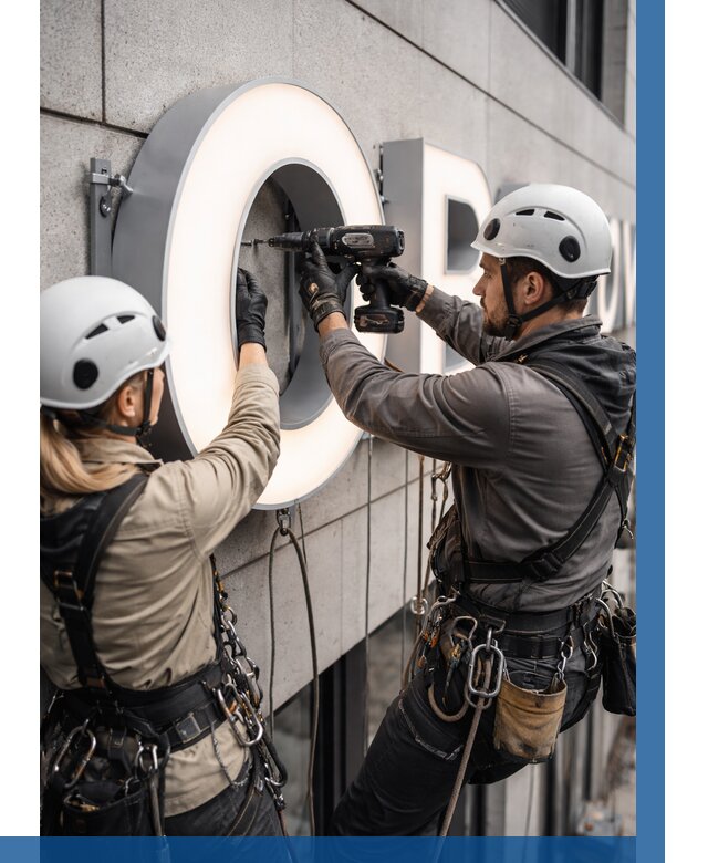 Монтаж световых букв в Приморско-Ахтарске от 3041 р. под ключ ВЫСОТНИК-Прр