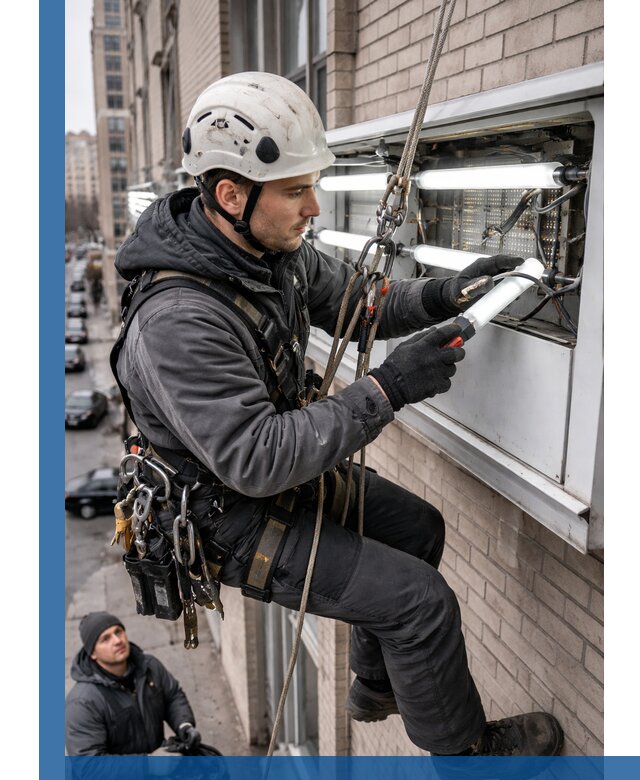 Профессиональная замена ламп в наружной вывеске в Приморско-Ахтарске