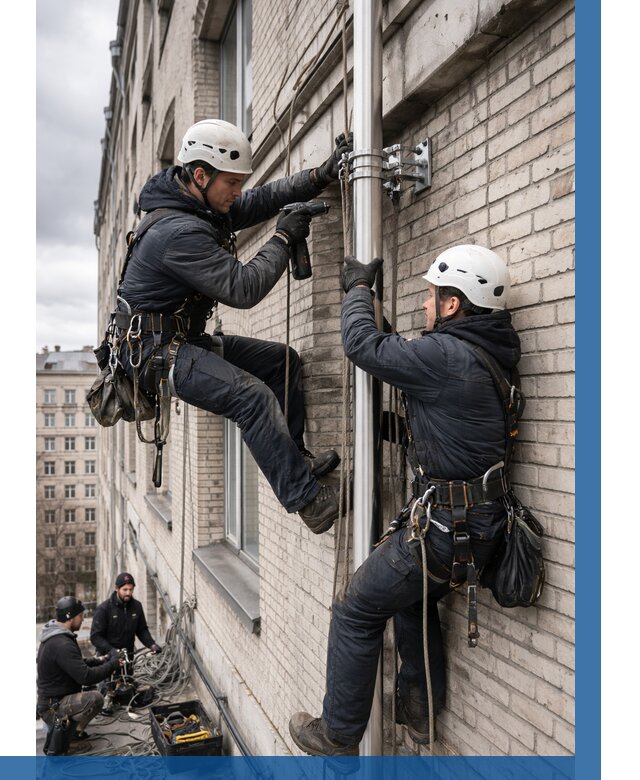 Монтаж флагштока на здании в Приморско-Ахтарске от 6590 р. | ВЫСОТНИК-Прр