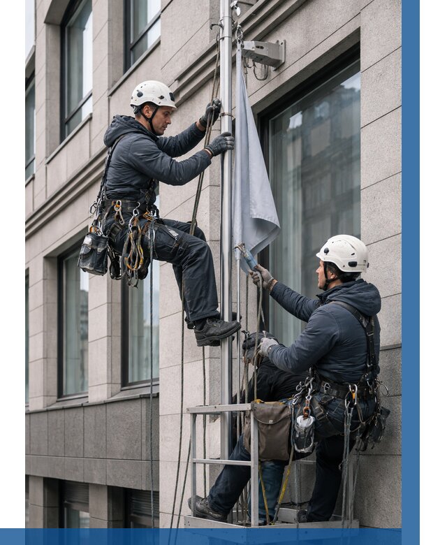 Установка флагов на фасаде в Приморско-Ахтарске от 4562 р. | ВЫСОТНИК-Прр