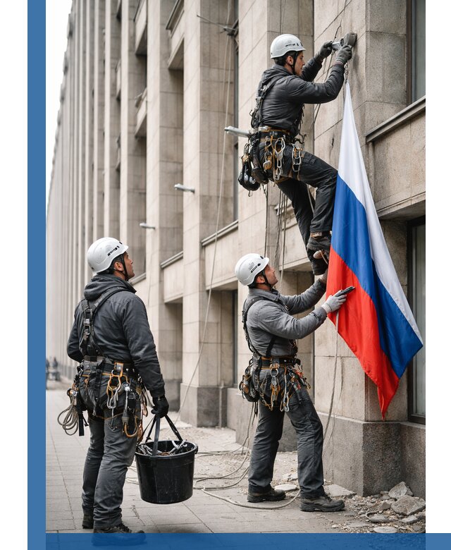 Профессиональная установка флагов на фасаде в Приморско-Ахтарске