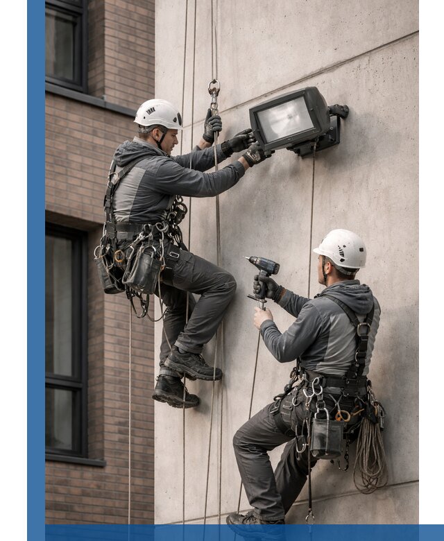 Профессиональный монтаж фасадных прожекторов в Приморско-Ахтарске под ключ