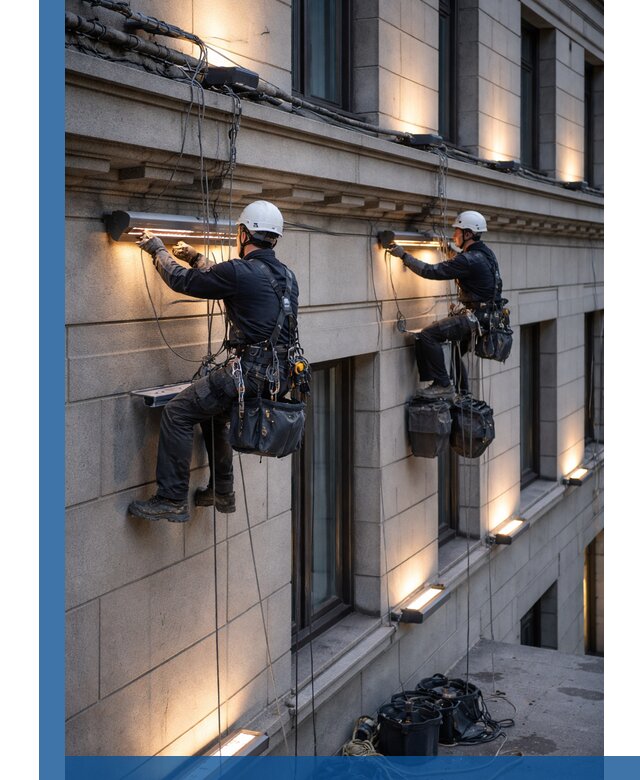 Монтаж архитектурной подсветки фасадов зданий в Приморско-Ахтарске