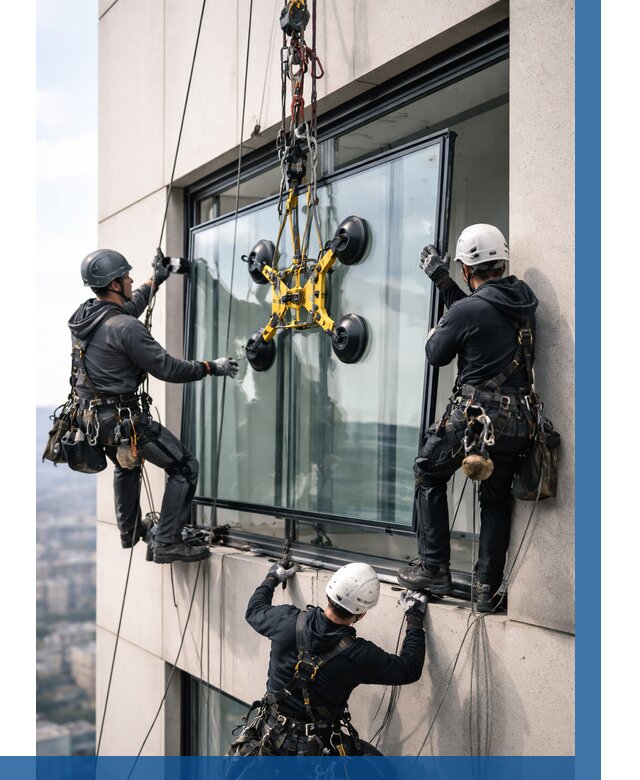 Монтаж стеклопакетов на высоте в Приморско-Ахтарске от 3244 р. | ВЫСОТНИК-Прр