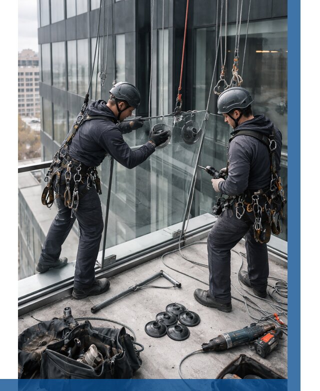 Монтаж стеклянных ограждений в Приморско-Ахтарске от 2535 р. | ВЫСОТНИК-Прр