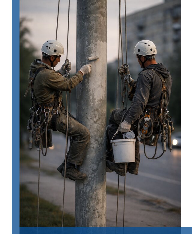 Покраска опор освещения и антикоррозийная защита в Приморско-Ахтарске