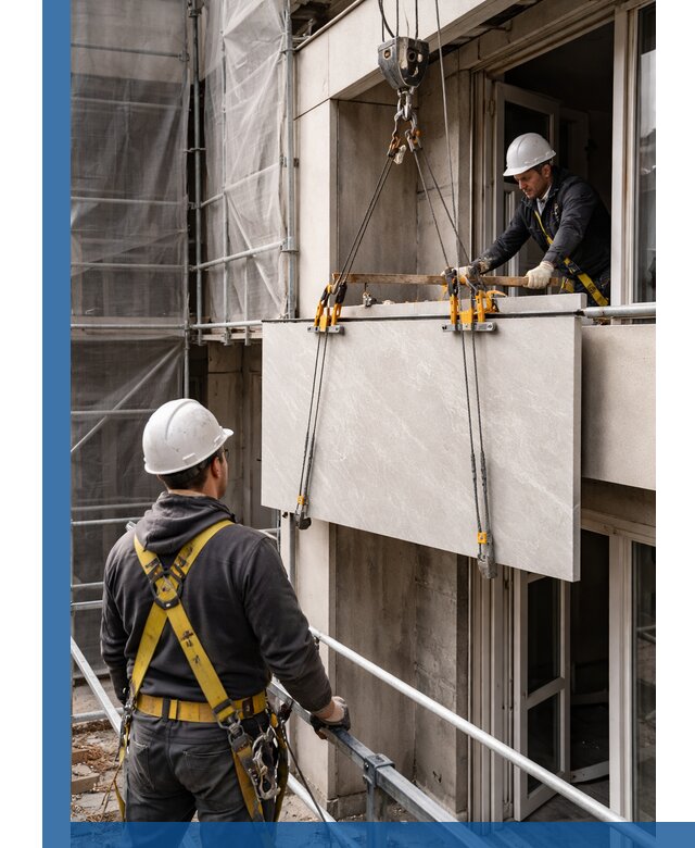 Подъем керамогранита на этаж в Приморско-Ахтарске грузчиками и техникой