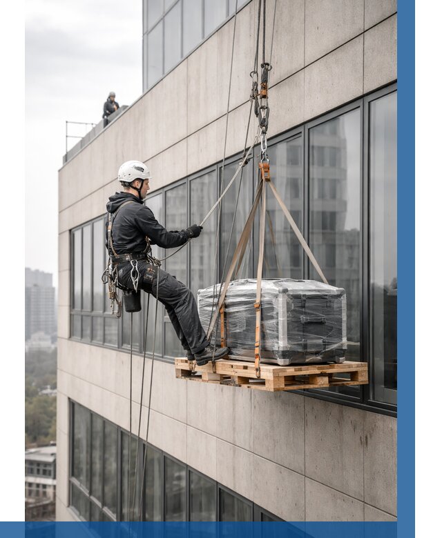 Спуск груза по фасаду в Приморско-Ахтарске от 3548 р. | ВЫСОТНИК-Прр