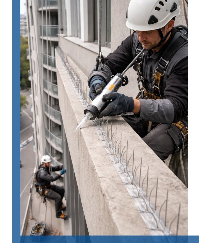 Установка шипов от птиц на фасадах и кровлях в Приморско-Ахтарске